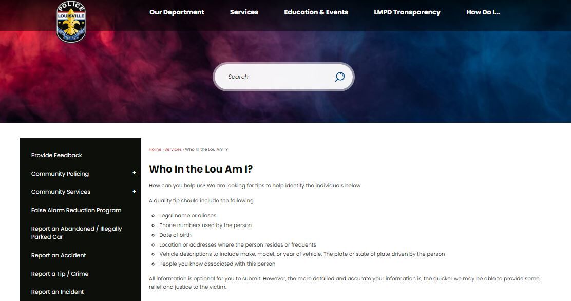 LMPD LAUNCHES WHO IN THE LOU AM I